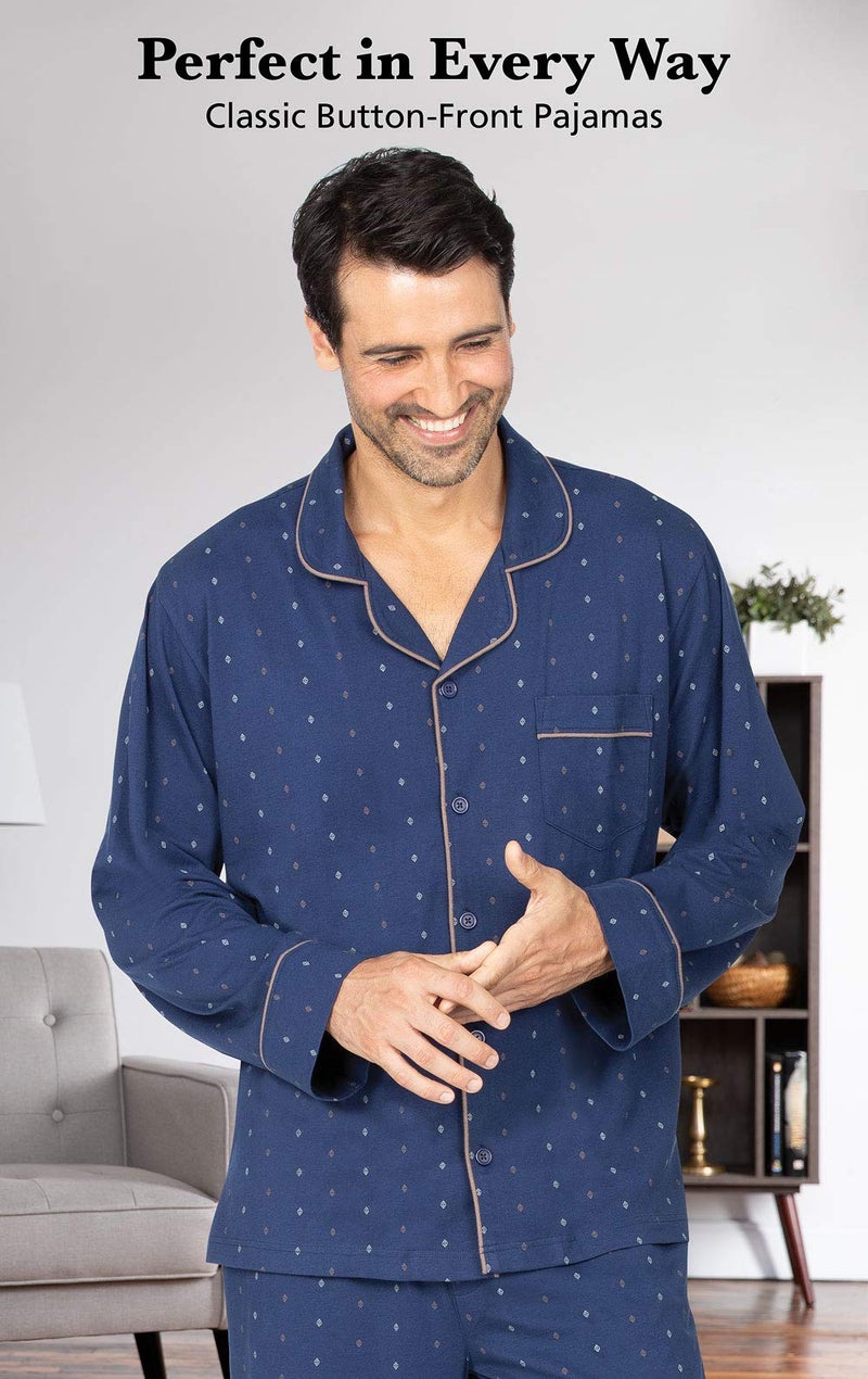 PajamaGram Men's Pajamas Sets Cotton - Men Pajamas Sets, Navy, X-Large - Image 3